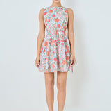 Floral Print Cut Out Mini Dress
