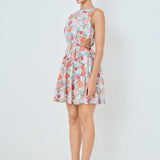 Floral Print Cut Out Mini Dress