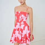 Flounced Floral Mini Dress