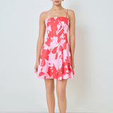 Flounced Floral Mini Dress