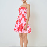 Flounced Floral Mini Dress