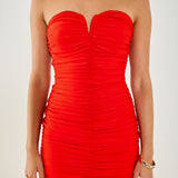 Fitted Ruched Strapless Mini Dress