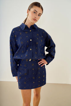 Embellished Denim Top