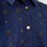 Embellished Denim Top