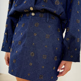 Embellished Denim Mini Skirt