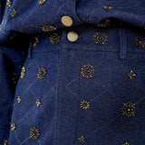 Embellished Denim Mini Skirt