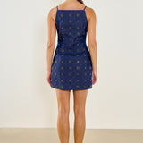 Denim Embellished Mini Dress