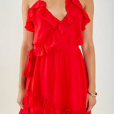 Chiffon Ruffle Wrap Dress