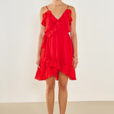 Chiffon Ruffle Wrap Dress