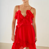Chiffon Ruffle Wrap Dress