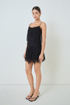 Tiered Lace Mini Skirt