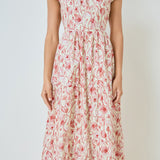 Back Bow Floral Print Midi Dress