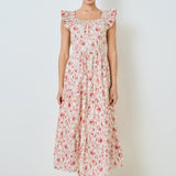 Back Bow Floral Print Midi Dress