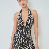 Gold Ring Animal Print Mini Dress