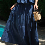 Tiered Denim Maxi Skirt