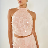 Sequin Fitted Halter Top
