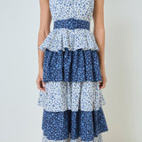 Mixed Floral Tiered Maxi Dress