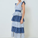 Mixed Floral Tiered Maxi Dress
