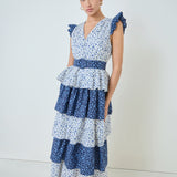 Mixed Floral Tiered Maxi Dress