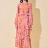 Floral Print Waist Cut Out Maxi Dress