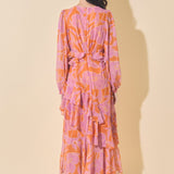 Floral Print Waist Cut Out Maxi Dress