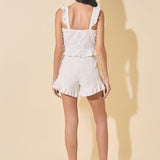 Hight Waist Ruffle Trim Shorts