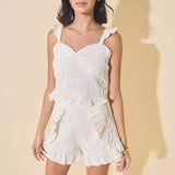 Hight Waist Ruffle Trim Shorts