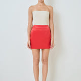 Solid Satin Fit Mini Skirt