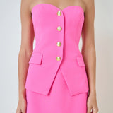 Strapless Buttoned Top