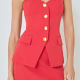 Strapless Buttoned Top