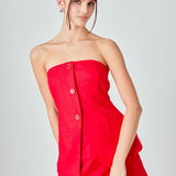 MARSY - Linen Strapless Long Top - TOPS available at Marsy