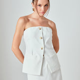 MARSY - Linen Strapless Long Top - TOPS available at Marsy