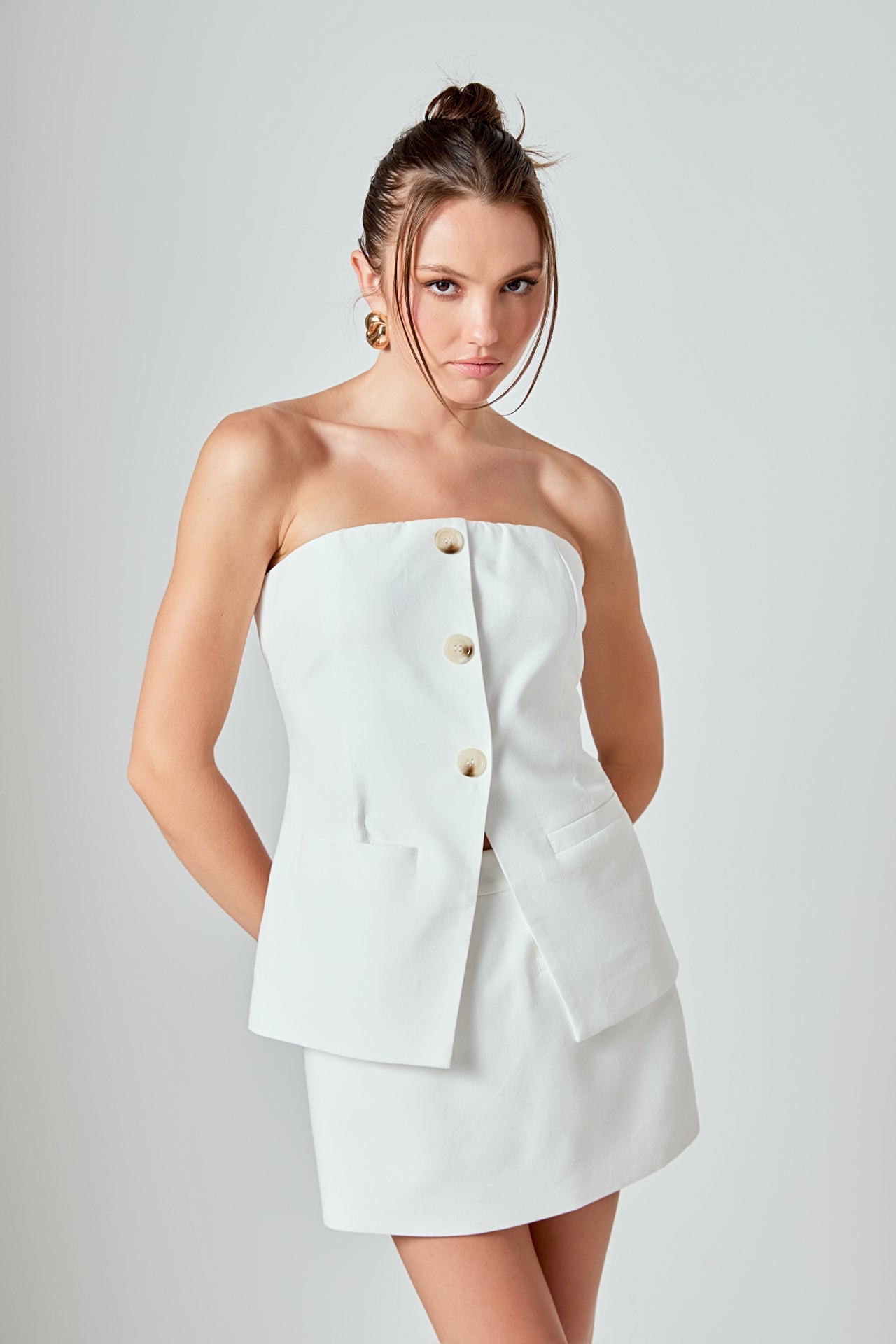 MARSY - Linen Strapless Long Top - TOPS available at Marsy