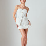 MARSY - Linen Strapless Long Top - TOPS available at Marsy