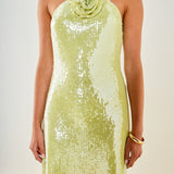 Rose Haltered Sequins Mini Dress