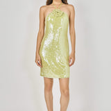Rose Haltered Sequins Mini Dress