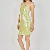 Rose Haltered Sequins Mini Dress