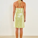 Rose Haltered Sequins Mini Dress