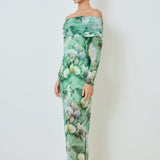 Floral Mesh Off Shoulder Maxi Dress