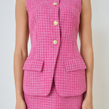 Tweed Button Long Split Top