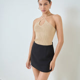 Crossover Skinny Rib Knit Top