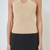 Crossover Skinny Rib Knit Top