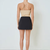 Crossover Skinny Rib Knit Top