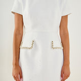 Beaded Chain Short-Sleeved Dress