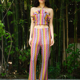 Wavy Knit Flare Pants