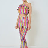 Wavy Knit Flare Pants