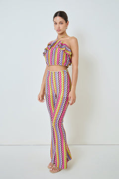 Wavy Knit Flare Pants